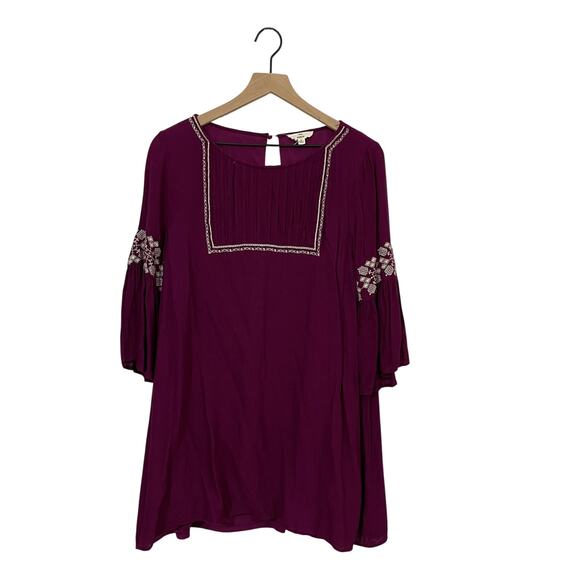 Entro Embroidered Bell Sleeve Dress - Purple - Medium - Picture 1 of 14